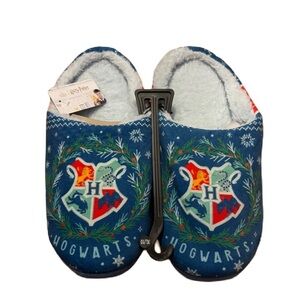 Hogwarts Harry Potter Slippers Christmas NEW Sz 10 Blue Women’s